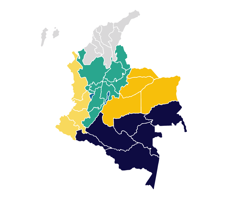 Mapa de colombia con color por departamento